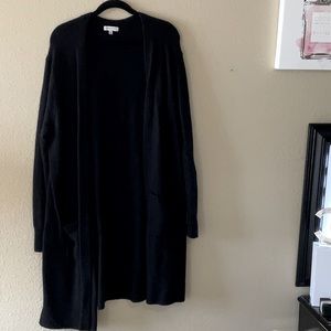 Wool Gianni bini black XL extra long cardigan sweater with pockets